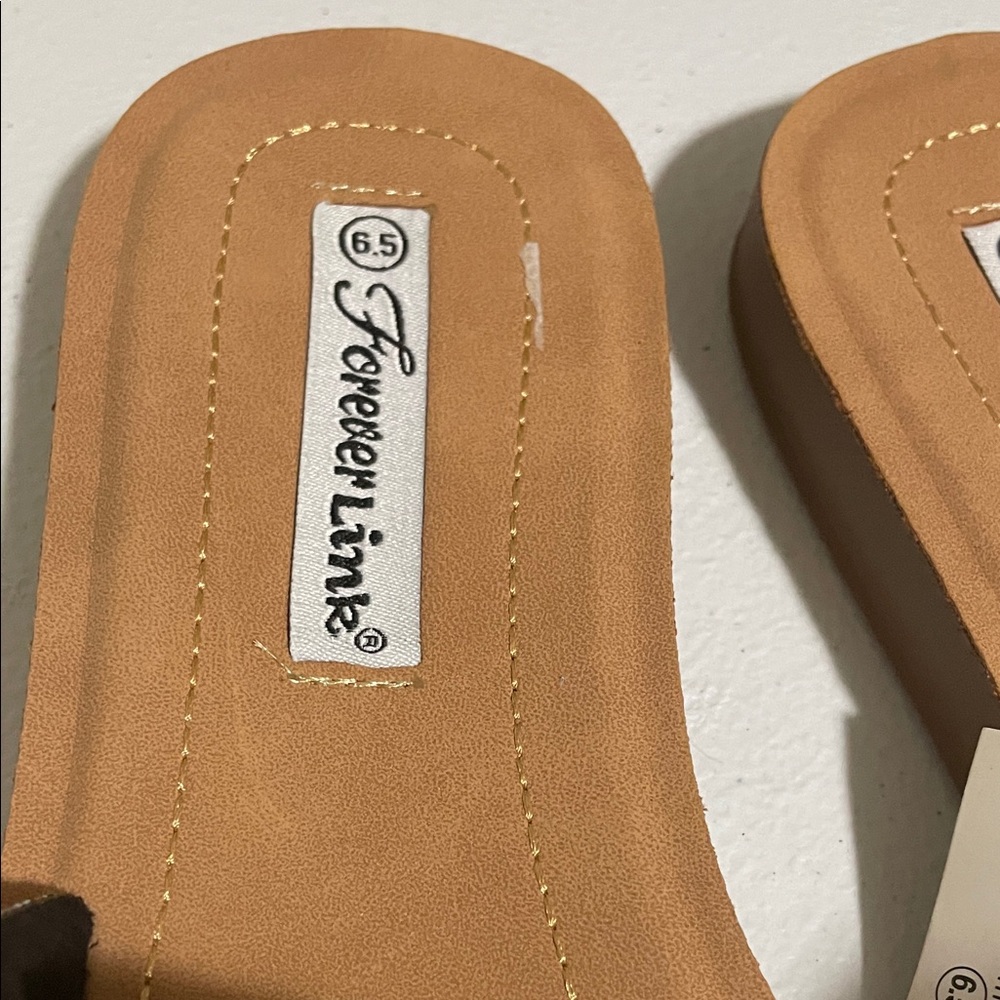 Forever Link Brown Sandal with Black Sparkle Straps - Picture 2 of 4